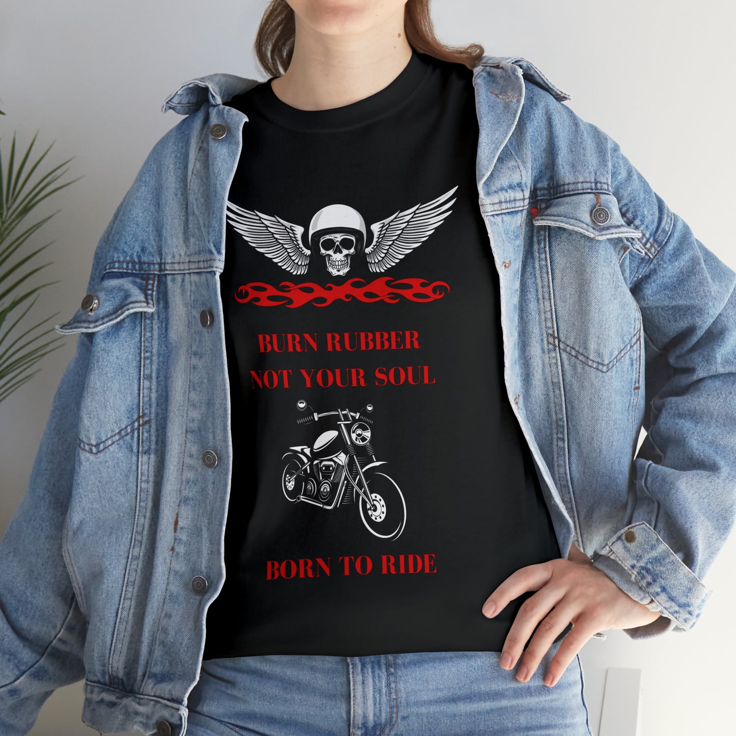 BURN RUBBER NOT YOUR SOUL Motorcycle Tee - Digital By M&B