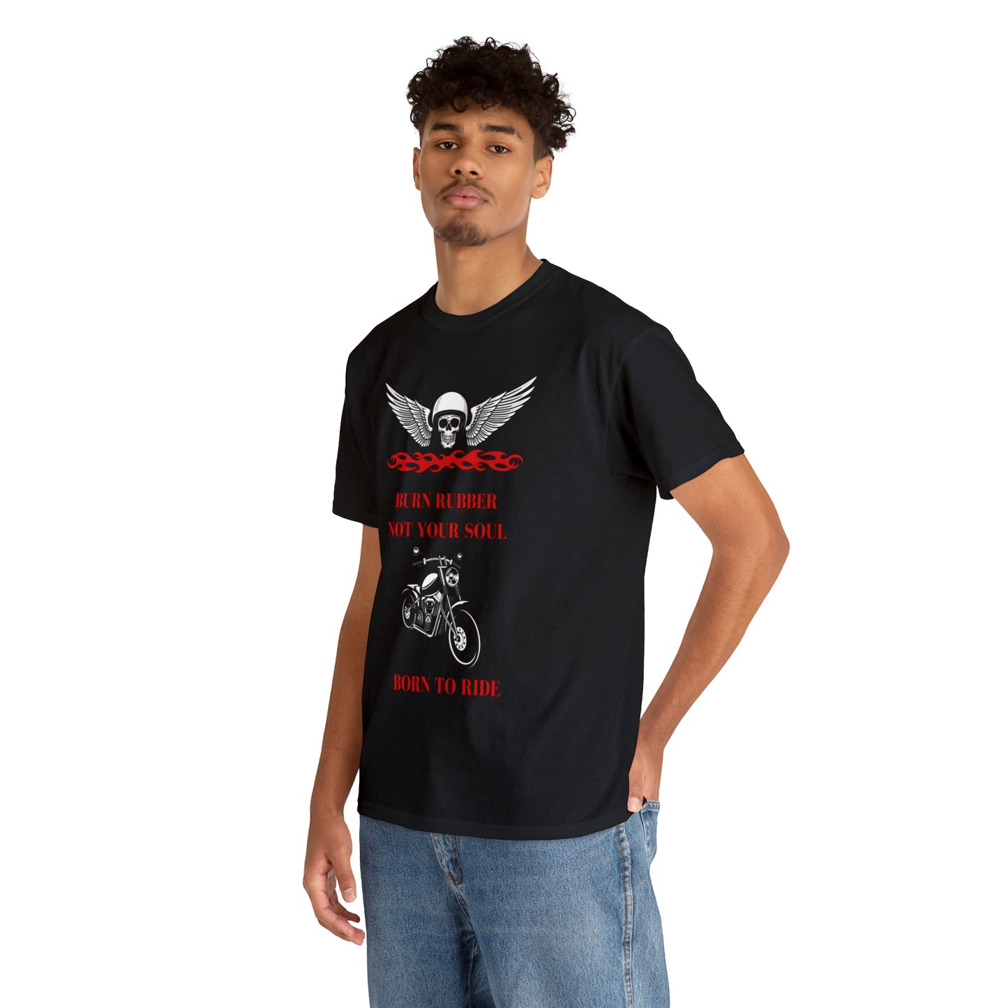 BURN RUBBER NOT YOUR SOUL Motorcycle Tee - Digital By M&B
