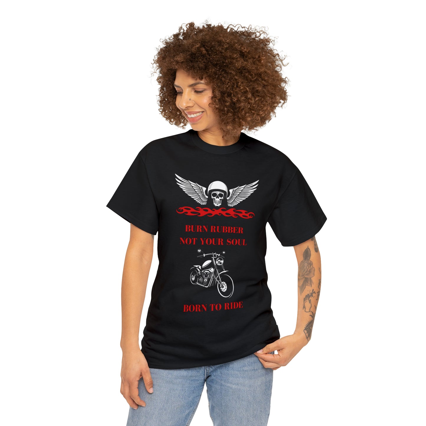 BURN RUBBER NOT YOUR SOUL Motorcycle Tee - Digital By M&B