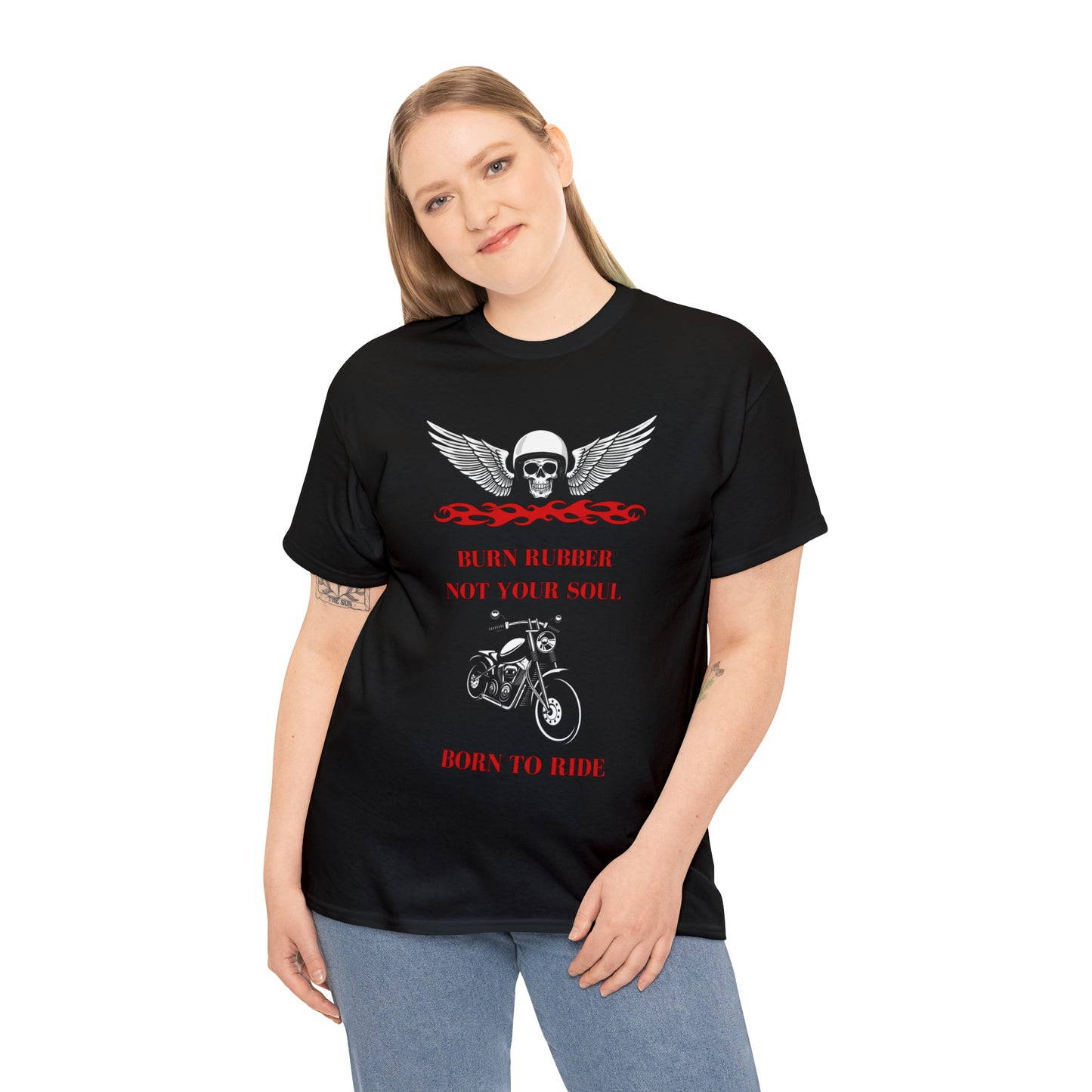 BURN RUBBER NOT YOUR SOUL Motorcycle Tee - Digital By M&B