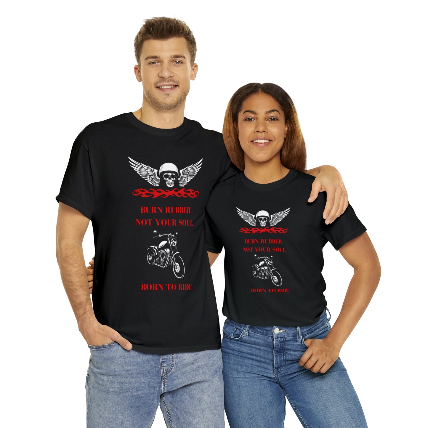 BURN RUBBER NOT YOUR SOUL Motorcycle Tee - Digital By M&B