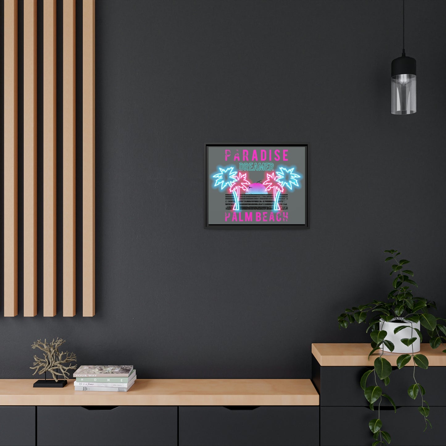 Paradise Dreamer, Palm Beach, Matte Canvas, Black Frame