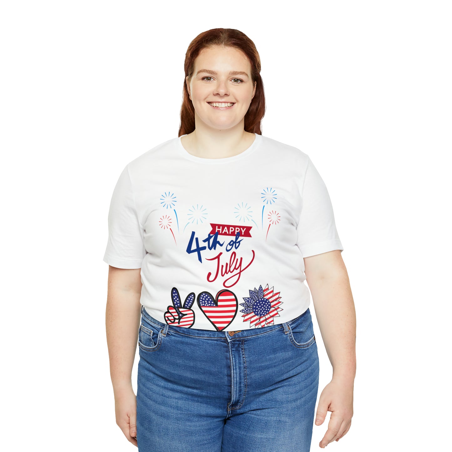 4th of July Short Sleeve Tee, Peace, Love, America - Digital By M&B