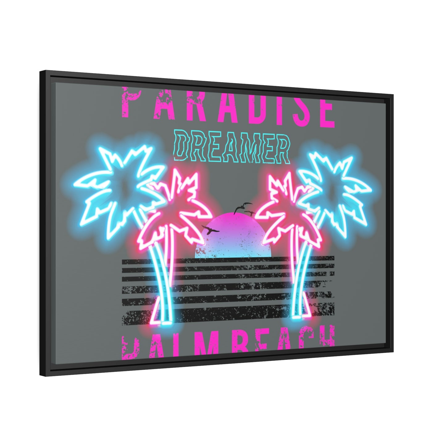 Paradise Dreamer, Palm Beach, Matte Canvas, Black Frame