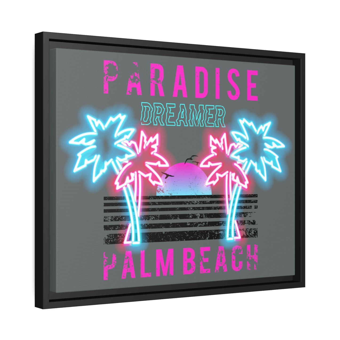 Paradise Dreamer, Palm Beach, Matte Canvas, Black Frame