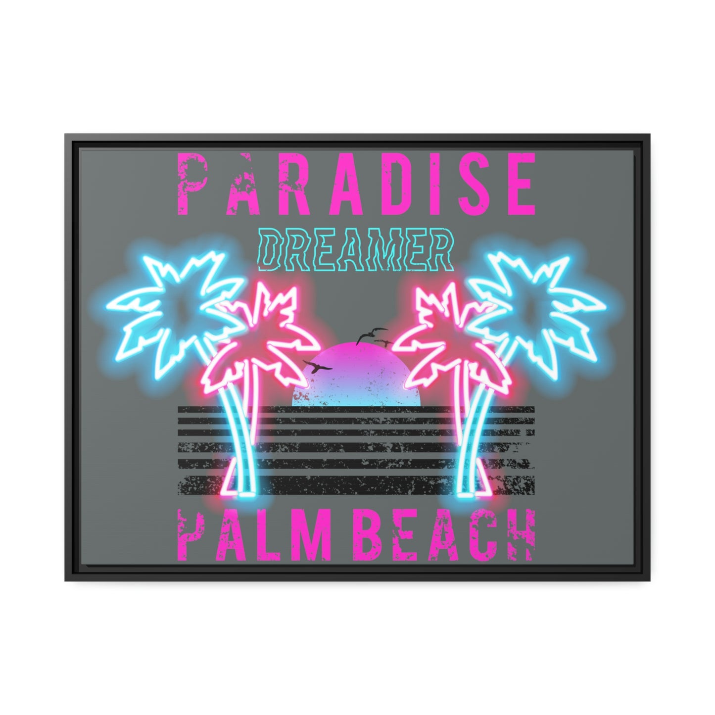 Paradise Dreamer, Palm Beach, Matte Canvas, Black Frame