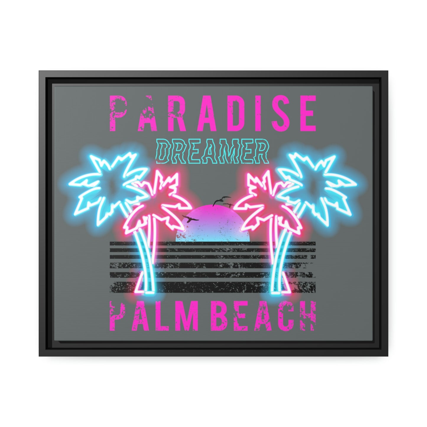 Paradise Dreamer, Palm Beach, Matte Canvas, Black Frame