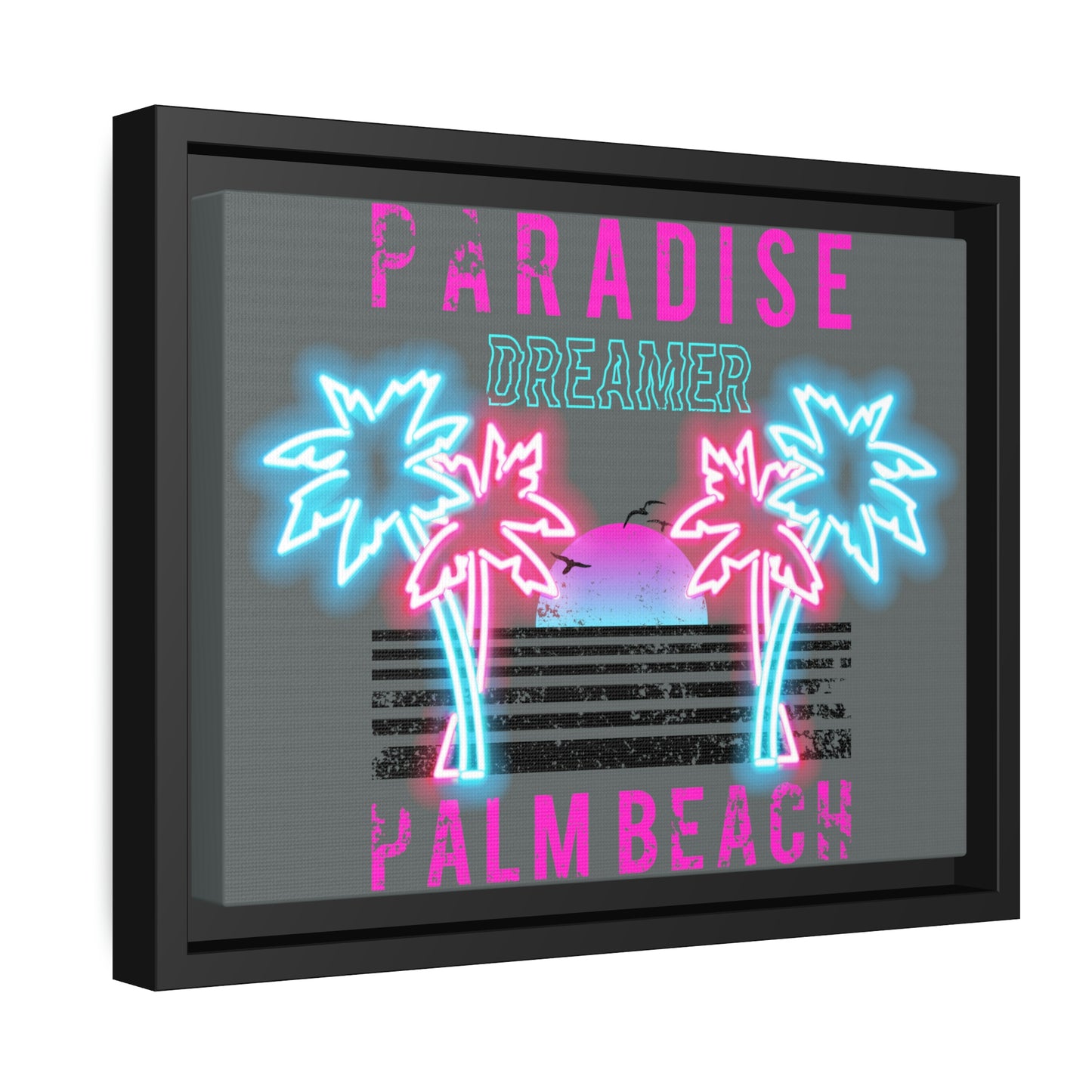 Paradise Dreamer, Palm Beach, Matte Canvas, Black Frame