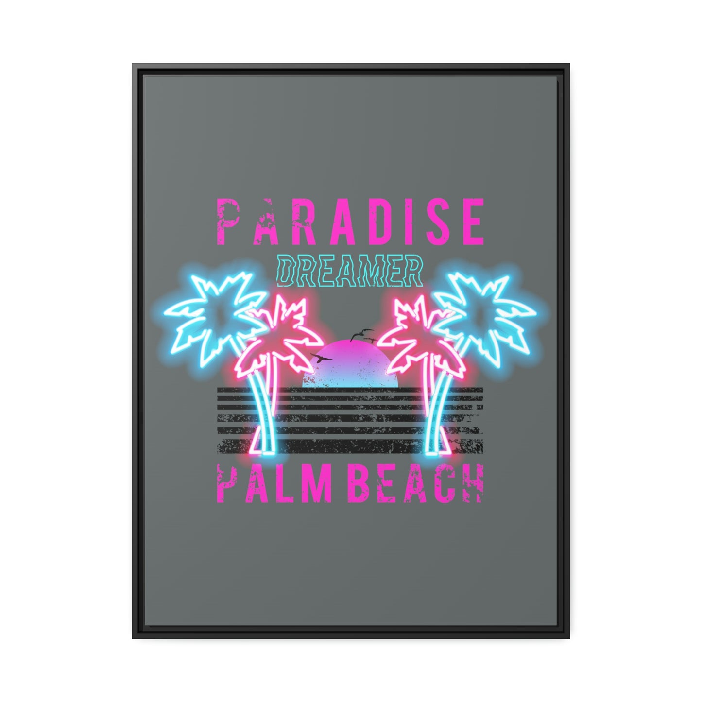 Paradise Dreamer, Palm Beach, Matte Canvas, Black Frame