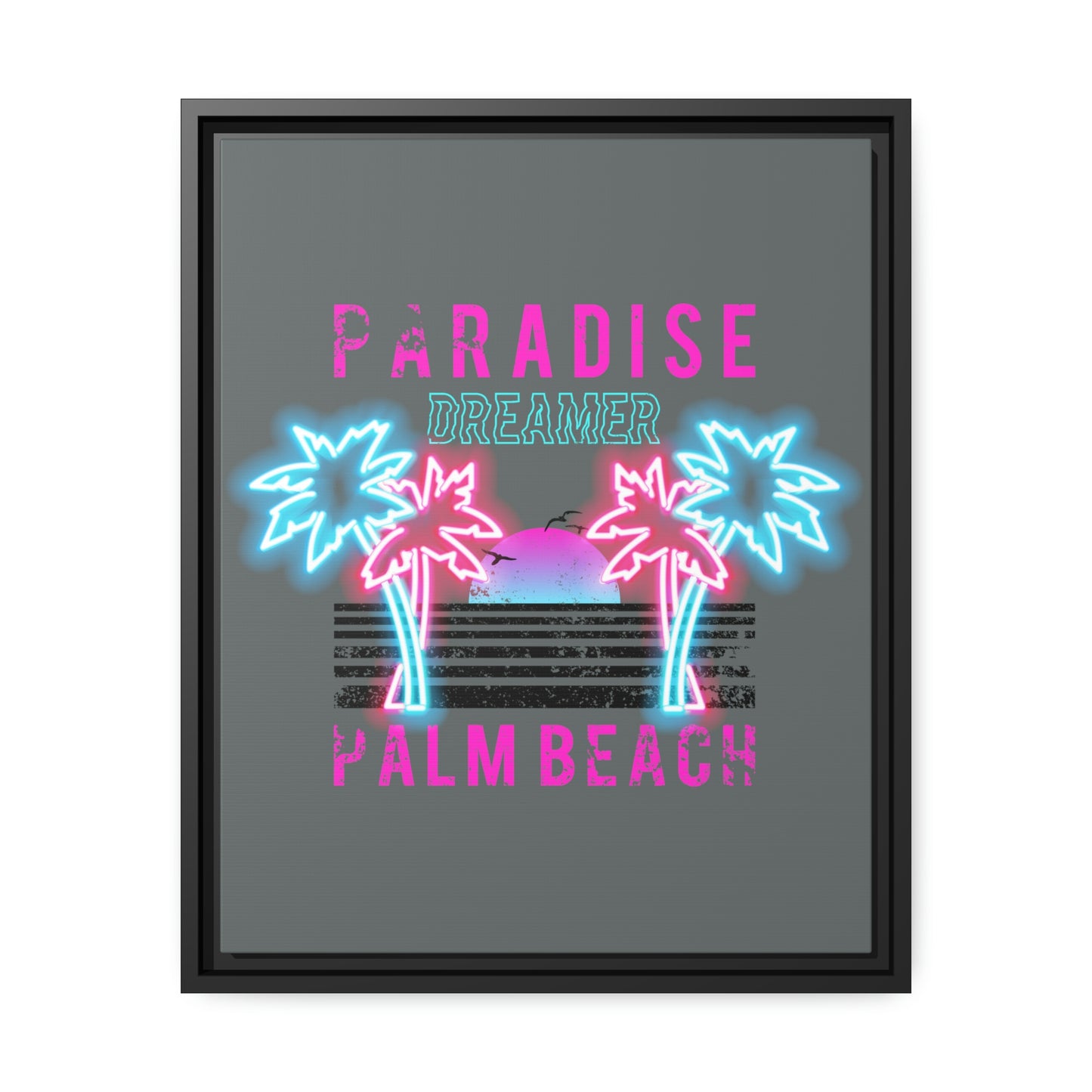 Paradise Dreamer, Palm Beach, Matte Canvas, Black Frame