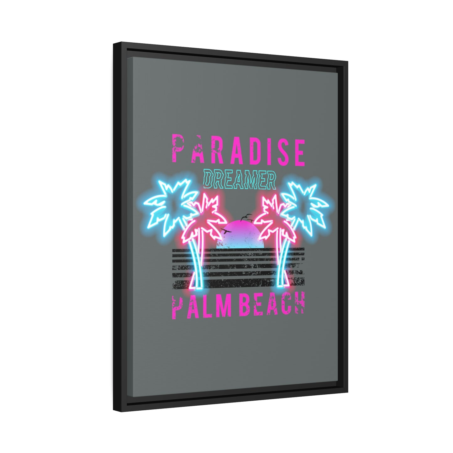 Paradise Dreamer, Palm Beach, Matte Canvas, Black Frame