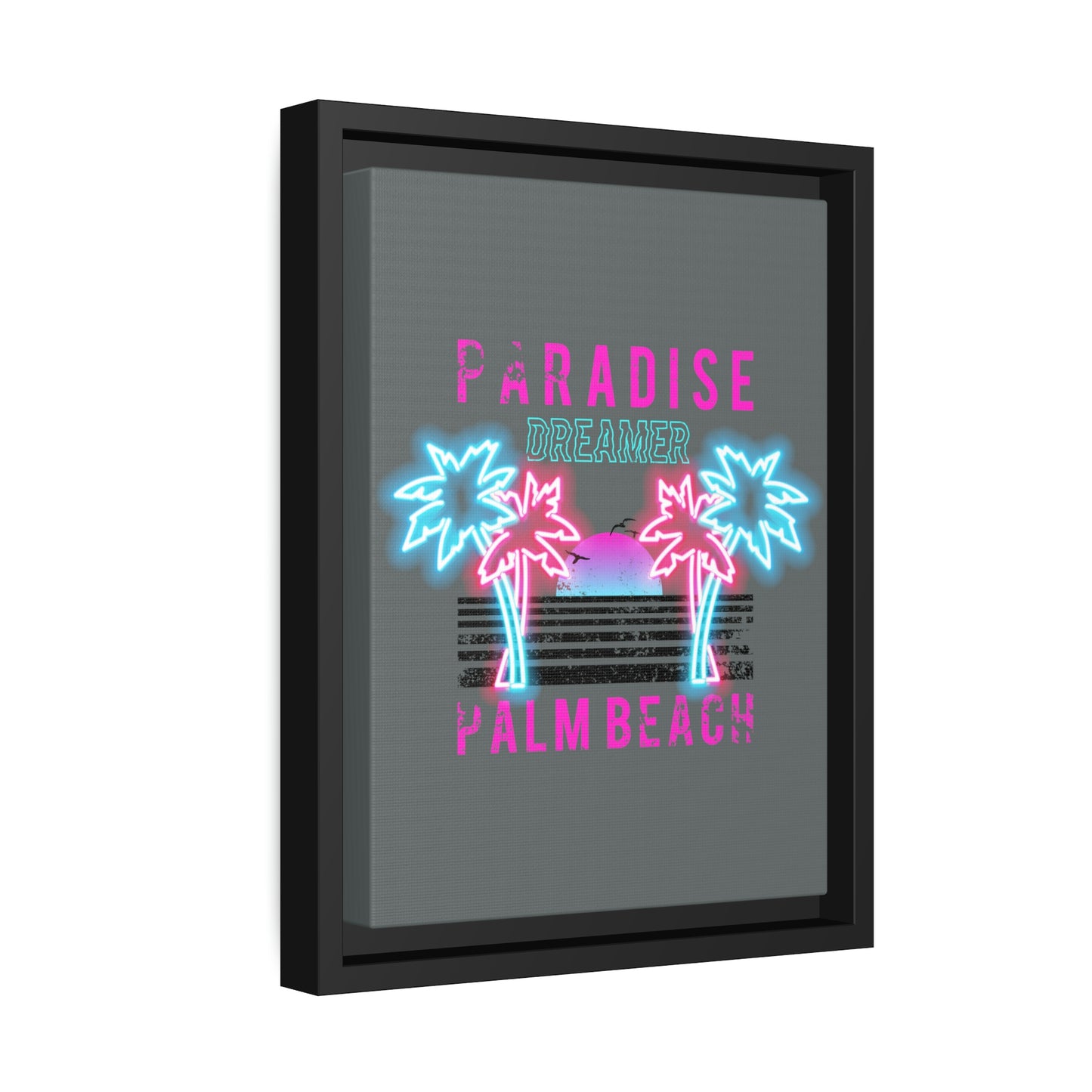 Paradise Dreamer, Palm Beach, Matte Canvas, Black Frame