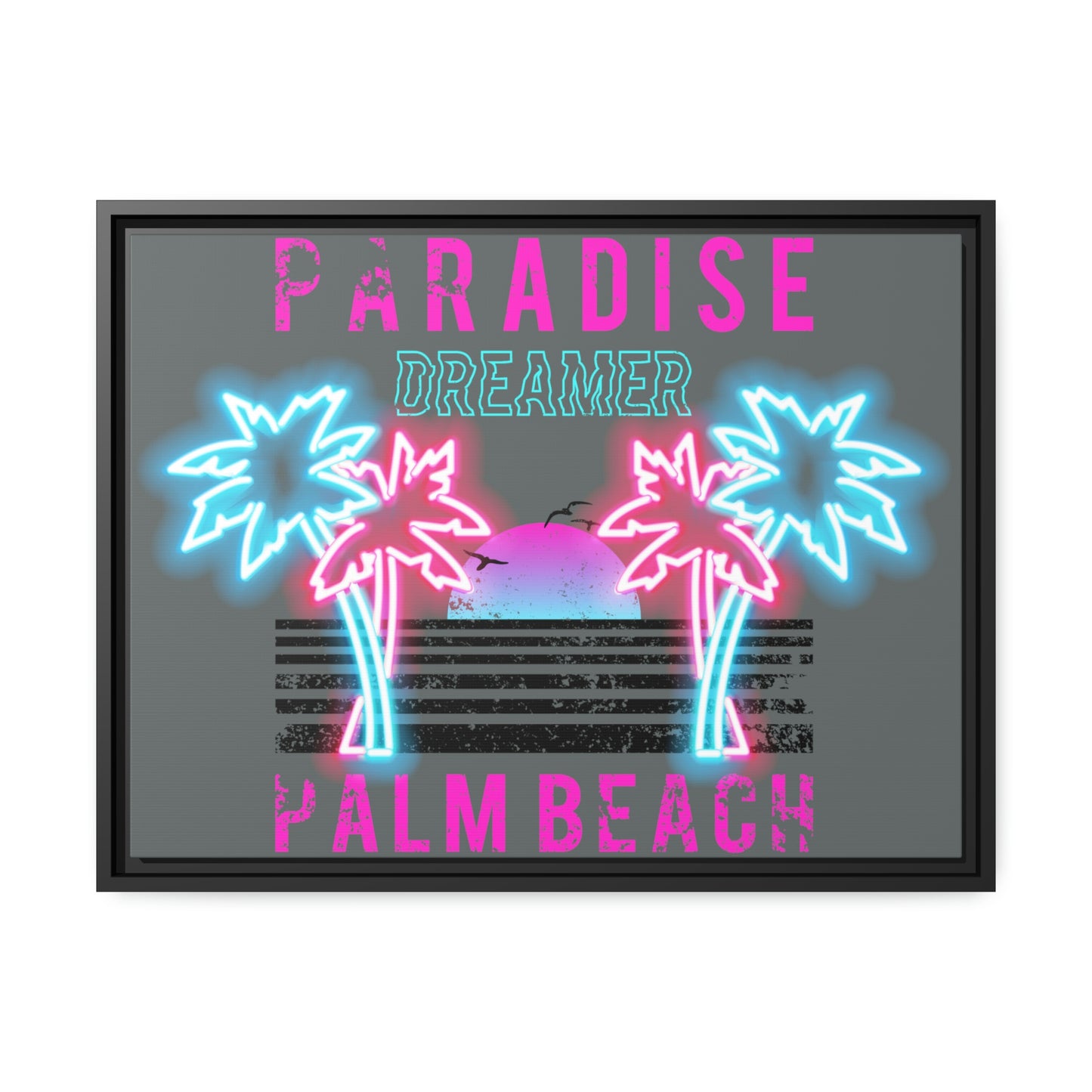 Paradise Dreamer, Palm Beach, Matte Canvas, Black Frame