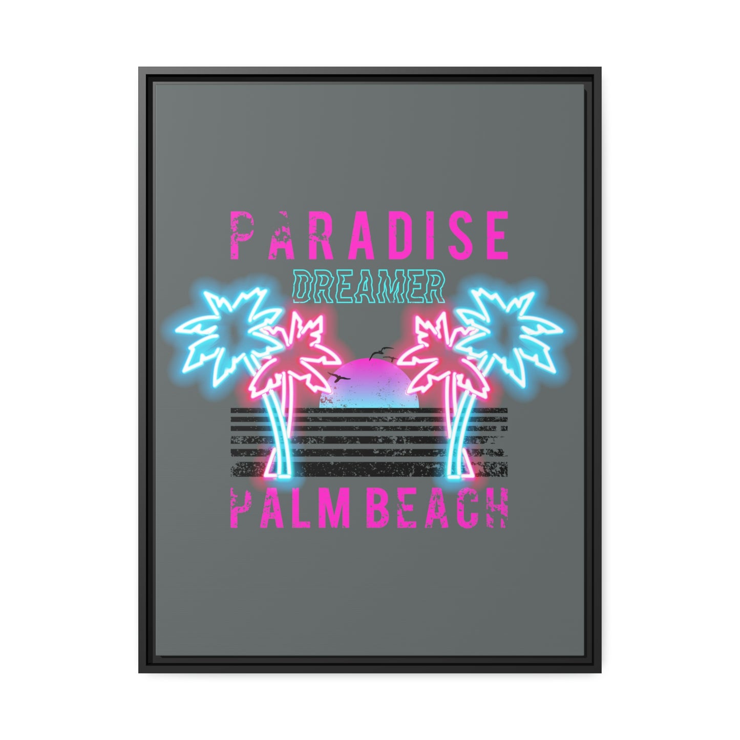 Paradise Dreamer, Palm Beach, Matte Canvas, Black Frame