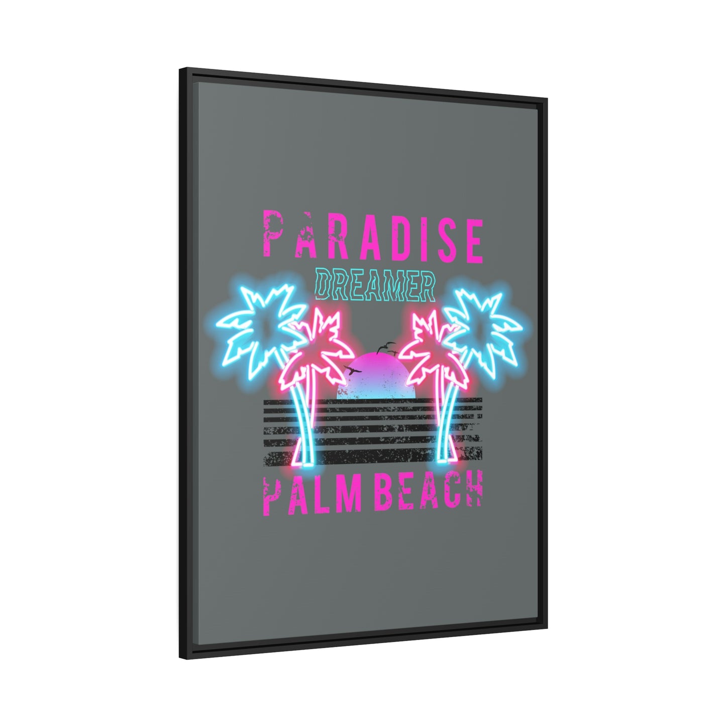 Paradise Dreamer, Palm Beach, Matte Canvas, Black Frame