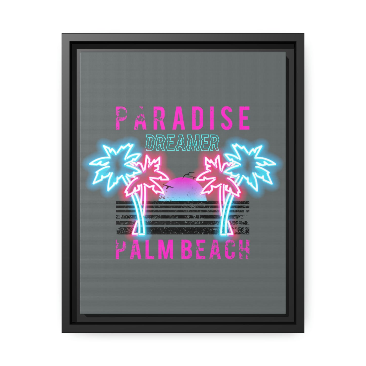 Paradise Dreamer, Palm Beach, Matte Canvas, Black Frame