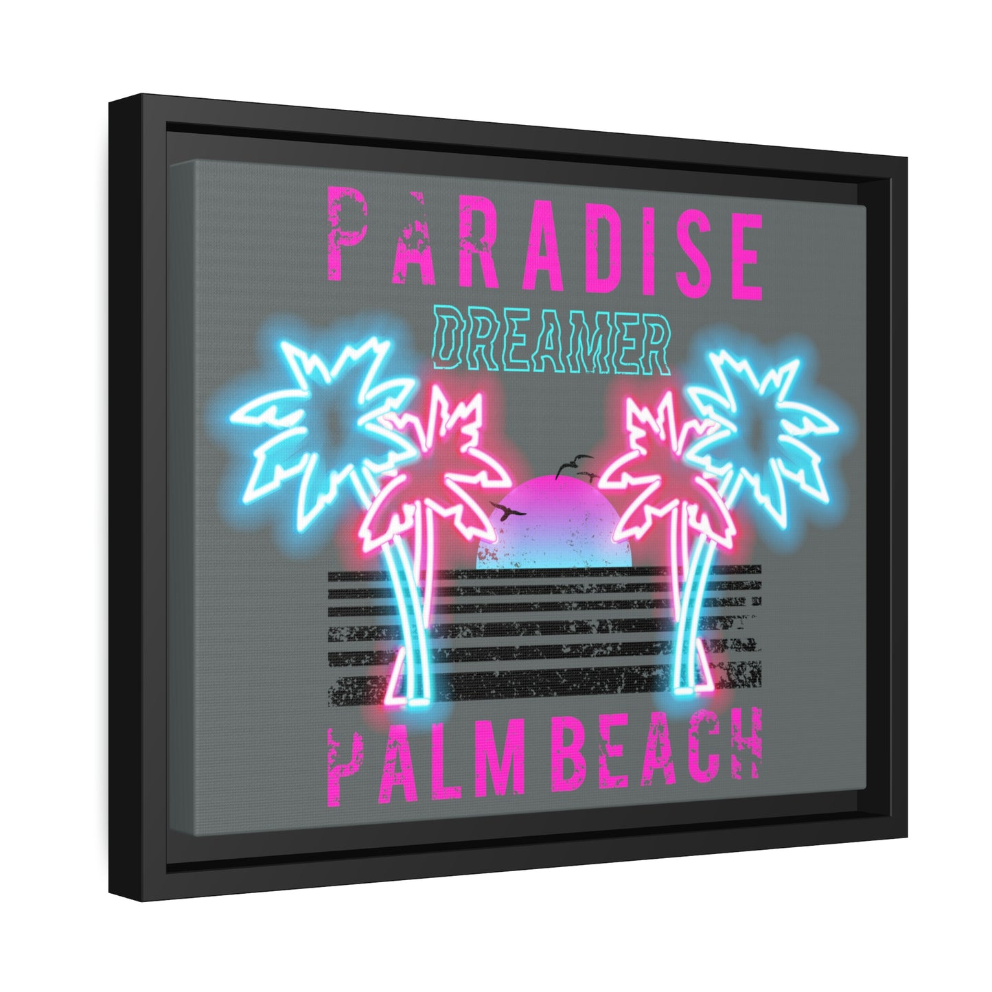 Paradise Dreamer, Palm Beach, Matte Canvas, Black Frame