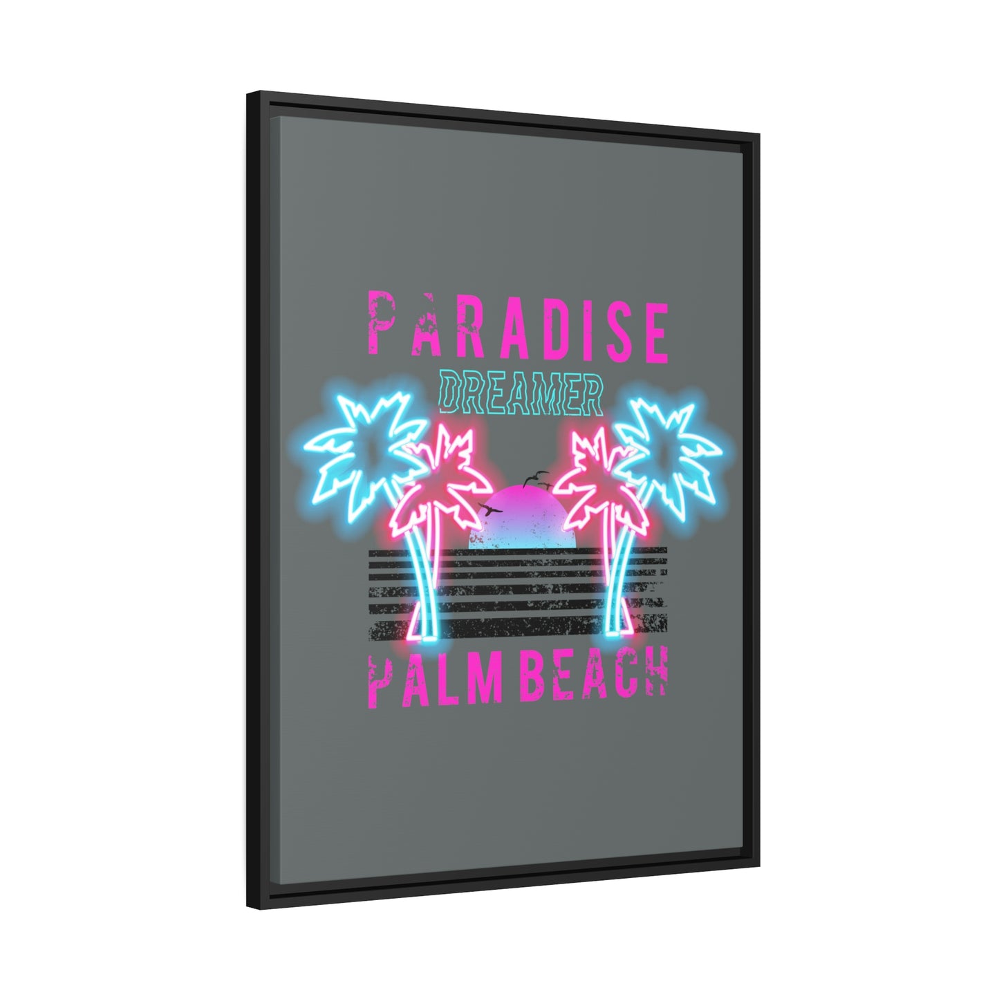 Paradise Dreamer, Palm Beach, Matte Canvas, Black Frame