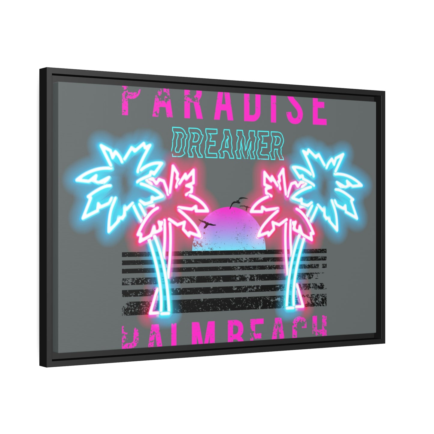 Paradise Dreamer, Palm Beach, Matte Canvas, Black Frame