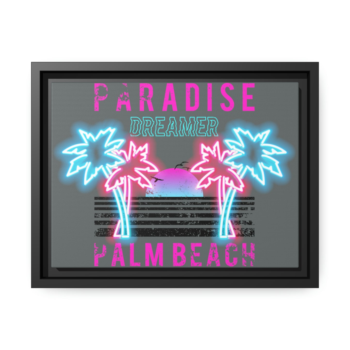 Paradise Dreamer, Palm Beach, Matte Canvas, Black Frame