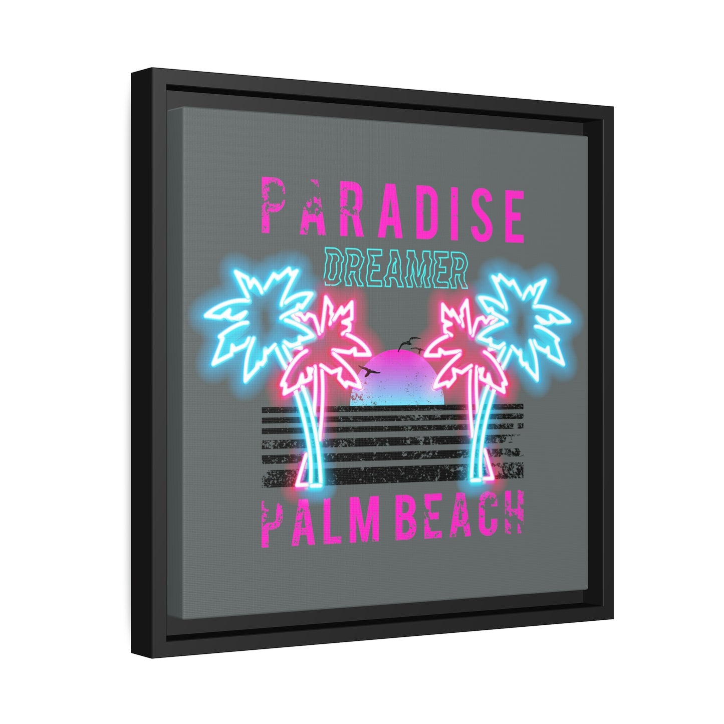 Paradise Dreamer, Palm Beach, Matte Canvas, Black Frame