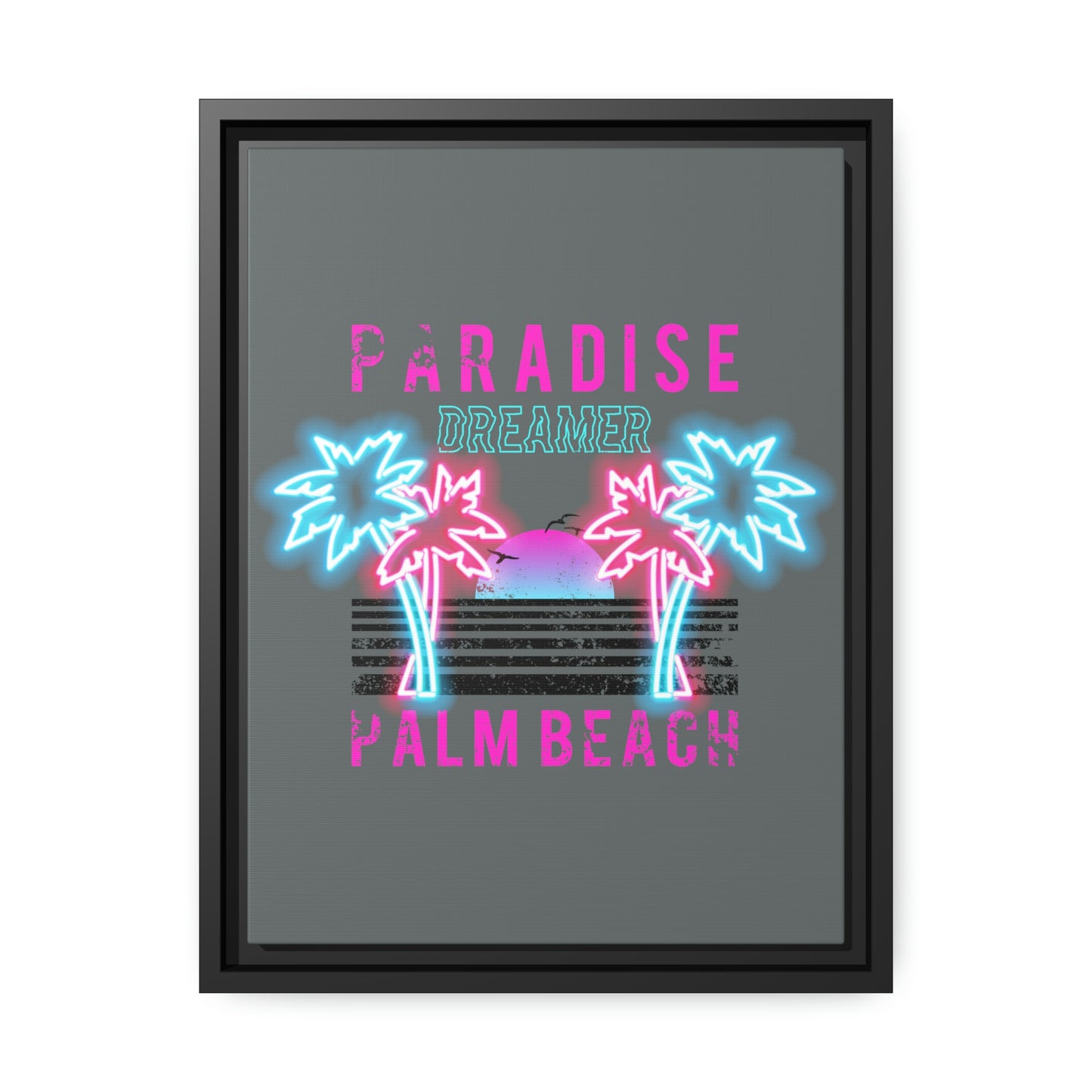 Paradise Dreamer, Palm Beach, Matte Canvas, Black Frame