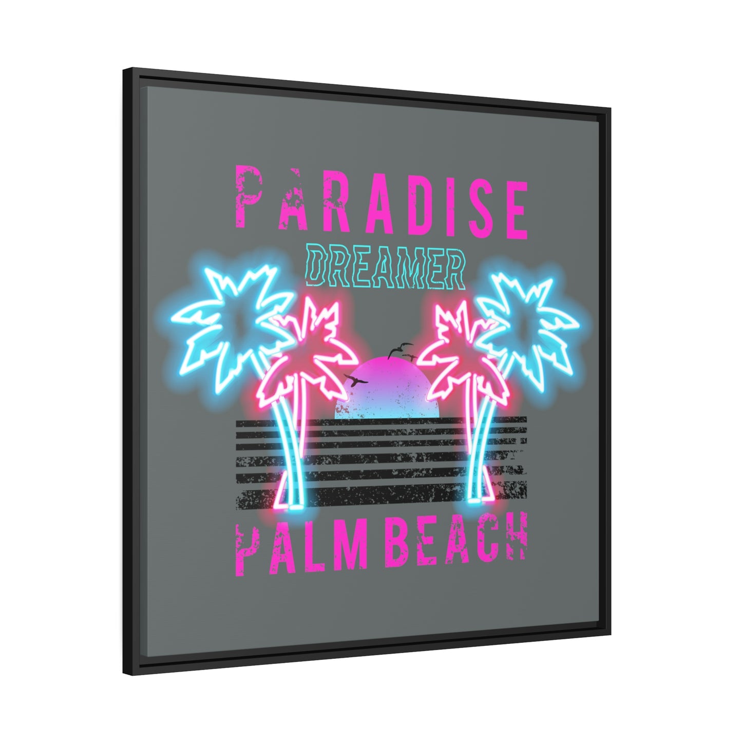 Paradise Dreamer, Palm Beach, Matte Canvas, Black Frame