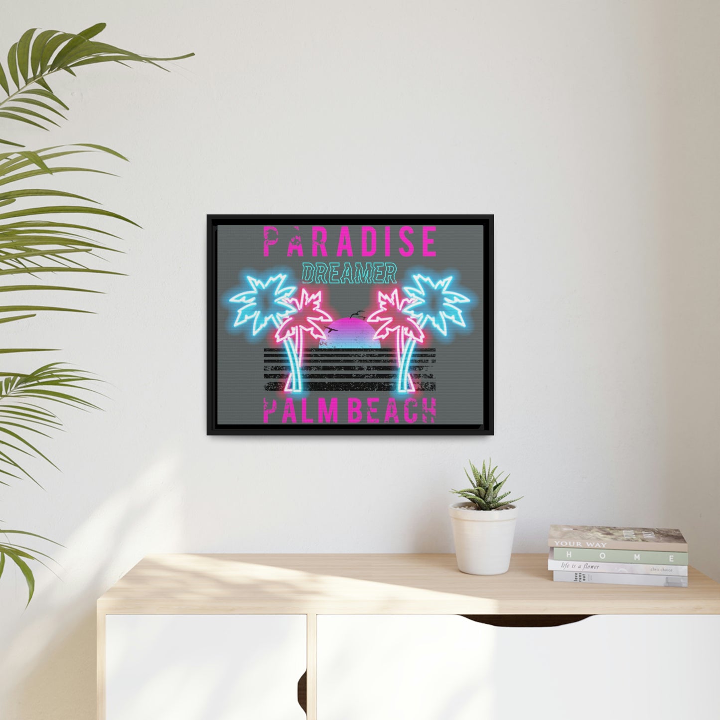 Paradise Dreamer, Palm Beach, Matte Canvas, Black Frame