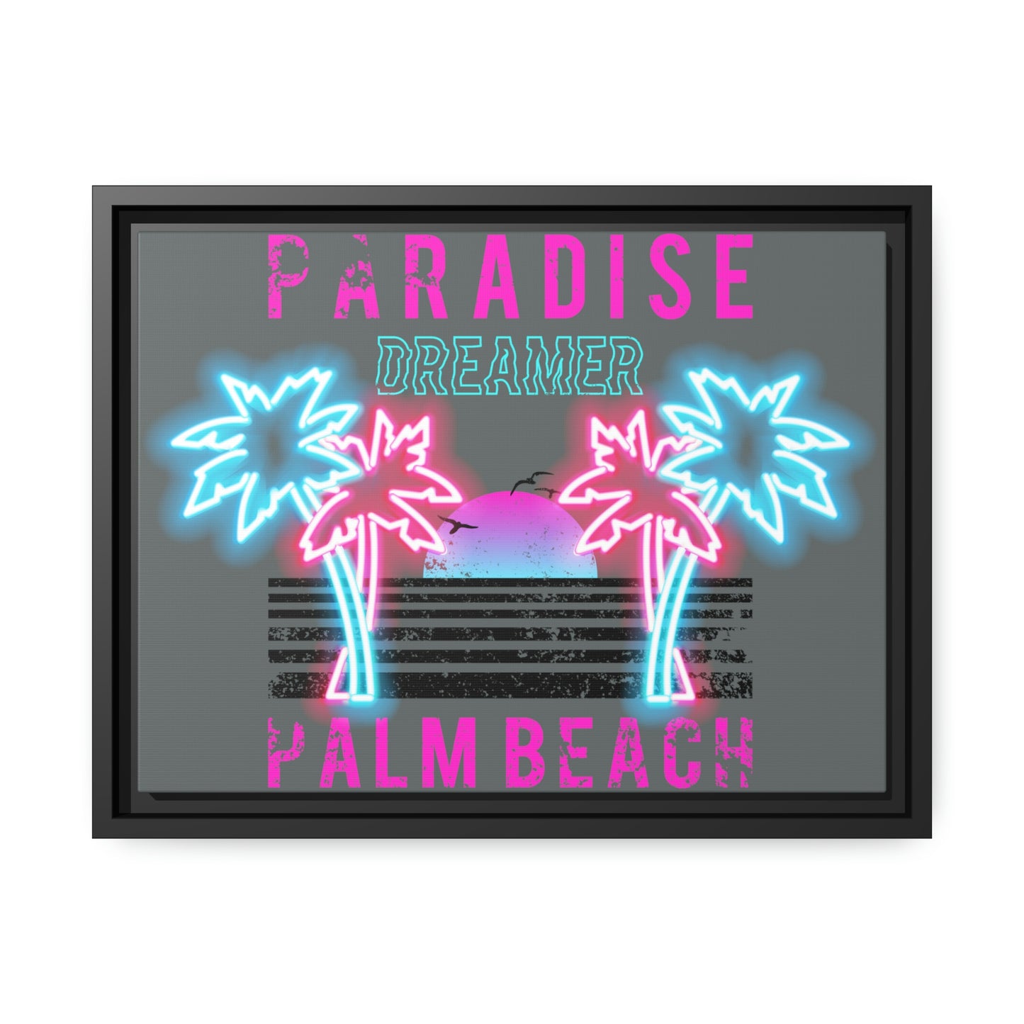 Paradise Dreamer, Palm Beach, Matte Canvas, Black Frame