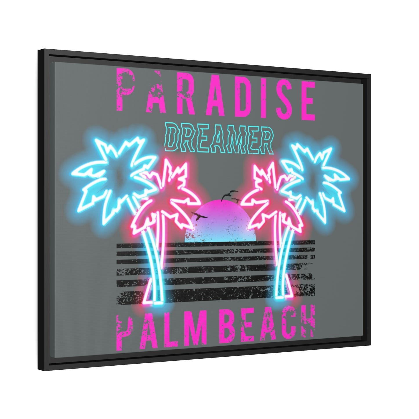 Paradise Dreamer, Palm Beach, Matte Canvas, Black Frame