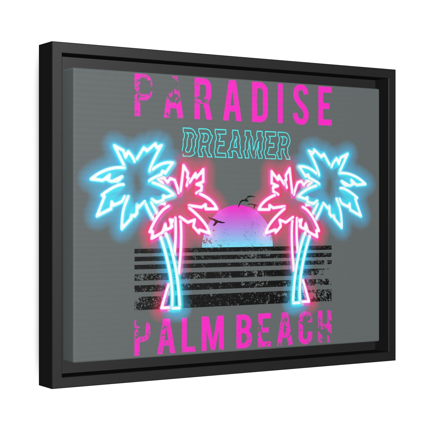 Paradise Dreamer, Palm Beach, Matte Canvas, Black Frame