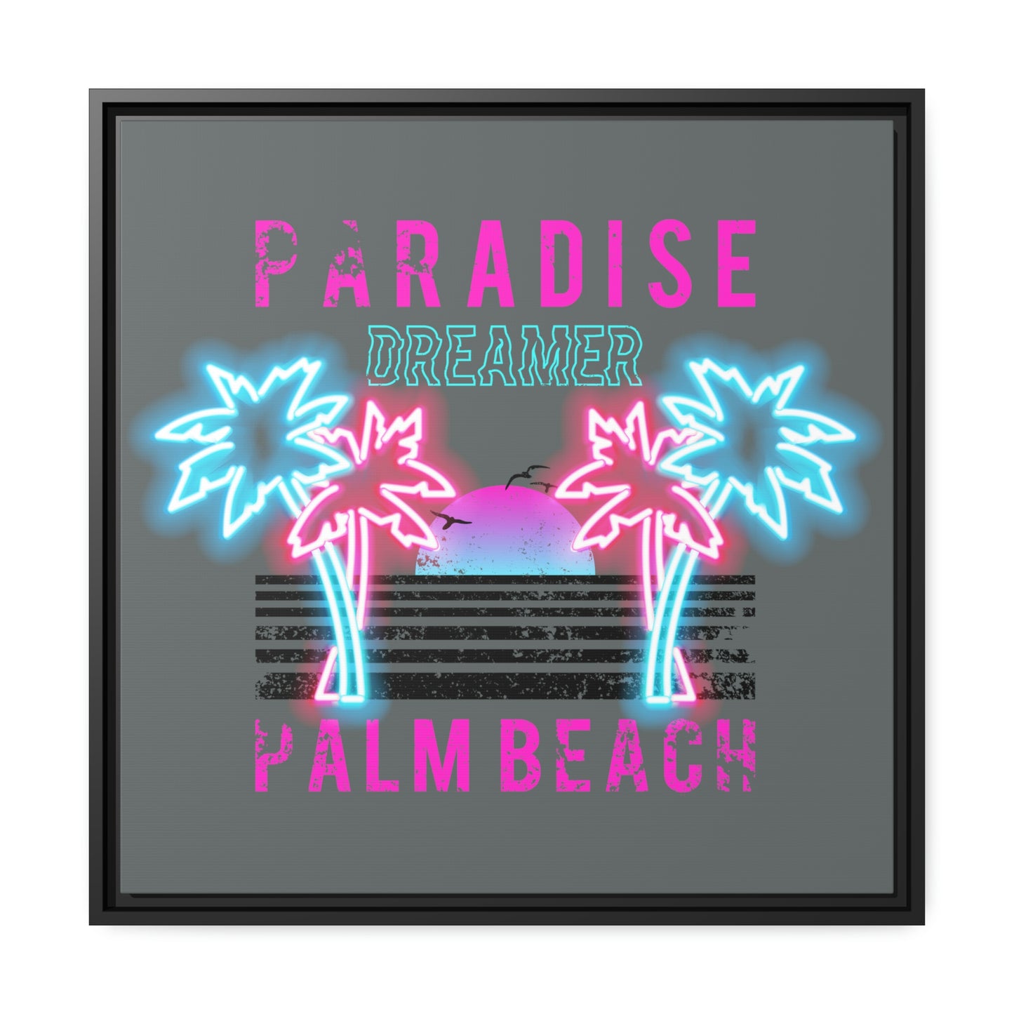 Paradise Dreamer, Palm Beach, Matte Canvas, Black Frame