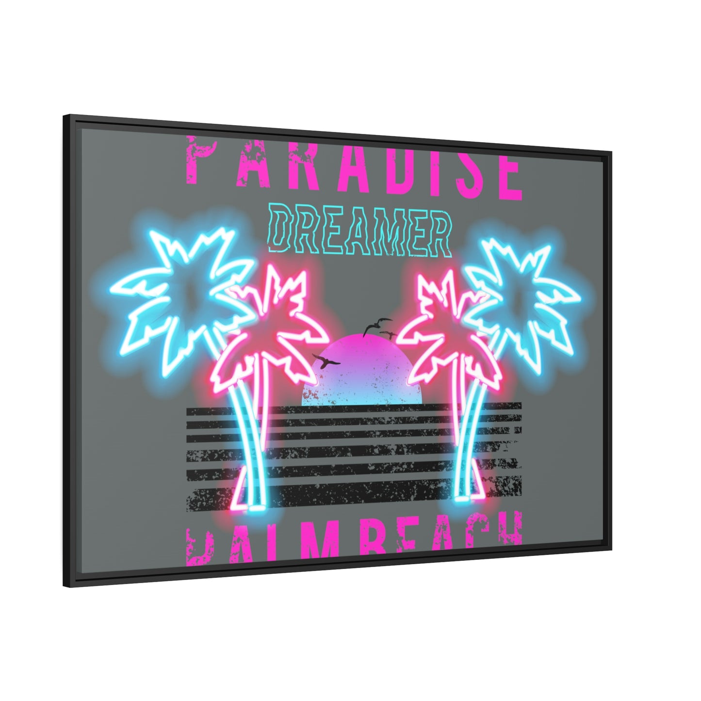 Paradise Dreamer, Palm Beach, Matte Canvas, Black Frame