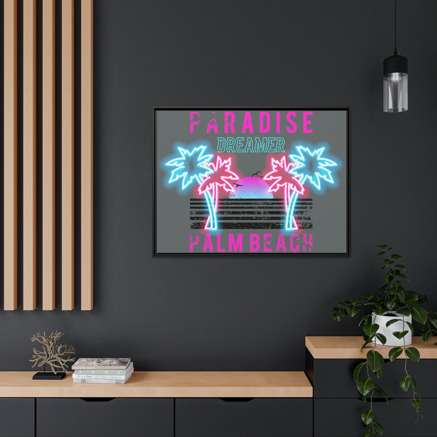 Paradise Dreamer, Palm Beach, Matte Canvas, Black Frame