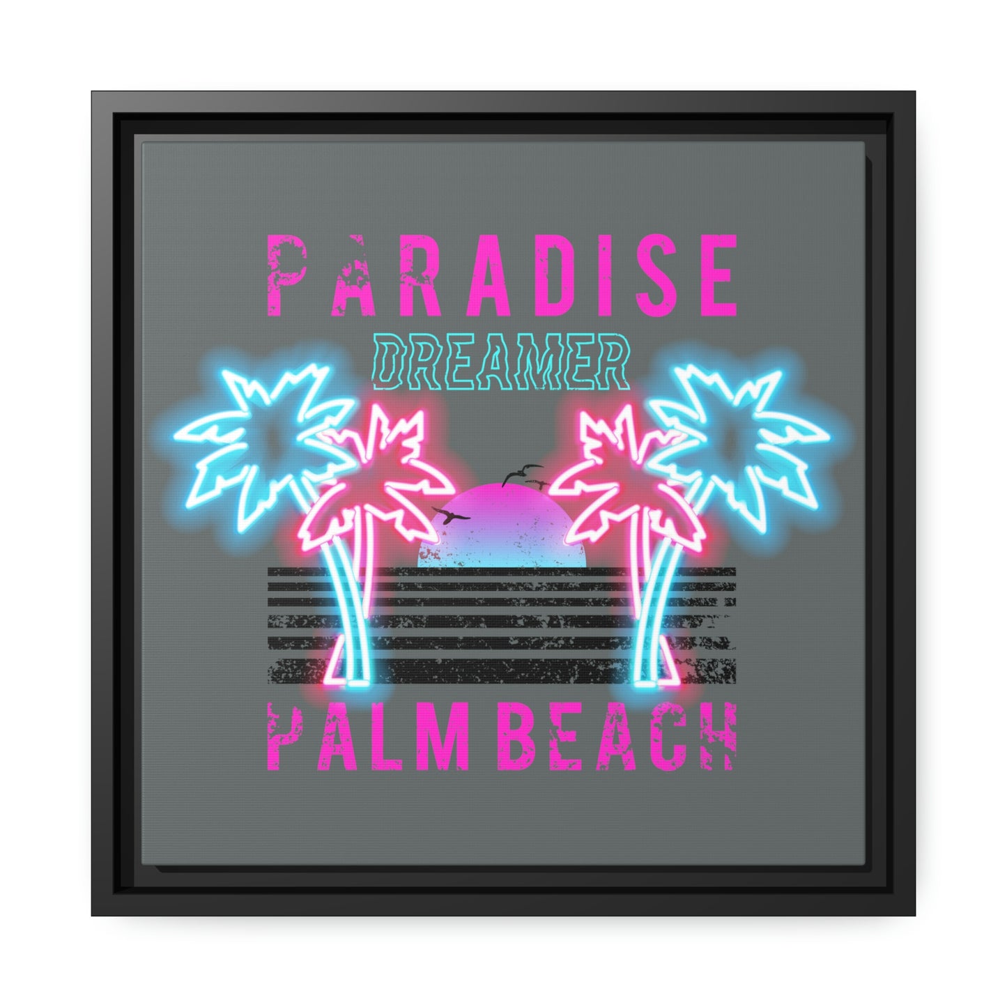 Paradise Dreamer, Palm Beach, Matte Canvas, Black Frame