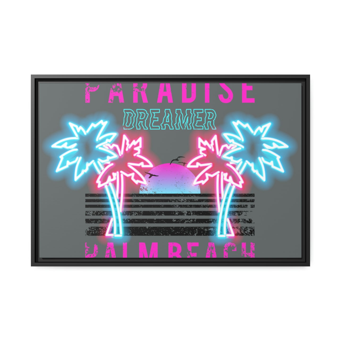 Paradise Dreamer, Palm Beach, Matte Canvas, Black Frame