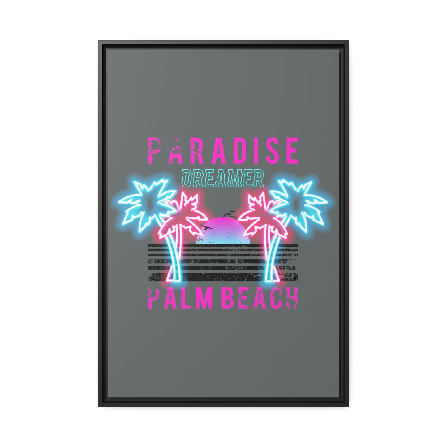 Paradise Dreamer, Palm Beach, Matte Canvas, Black Frame