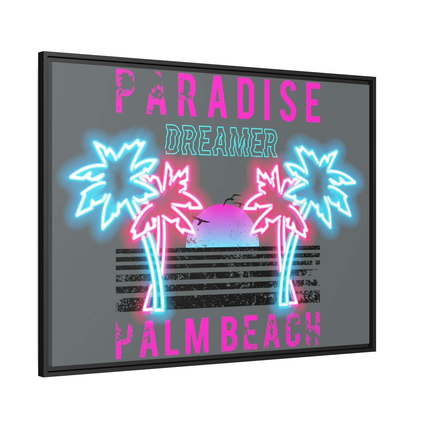 Paradise Dreamer, Palm Beach, Matte Canvas, Black Frame