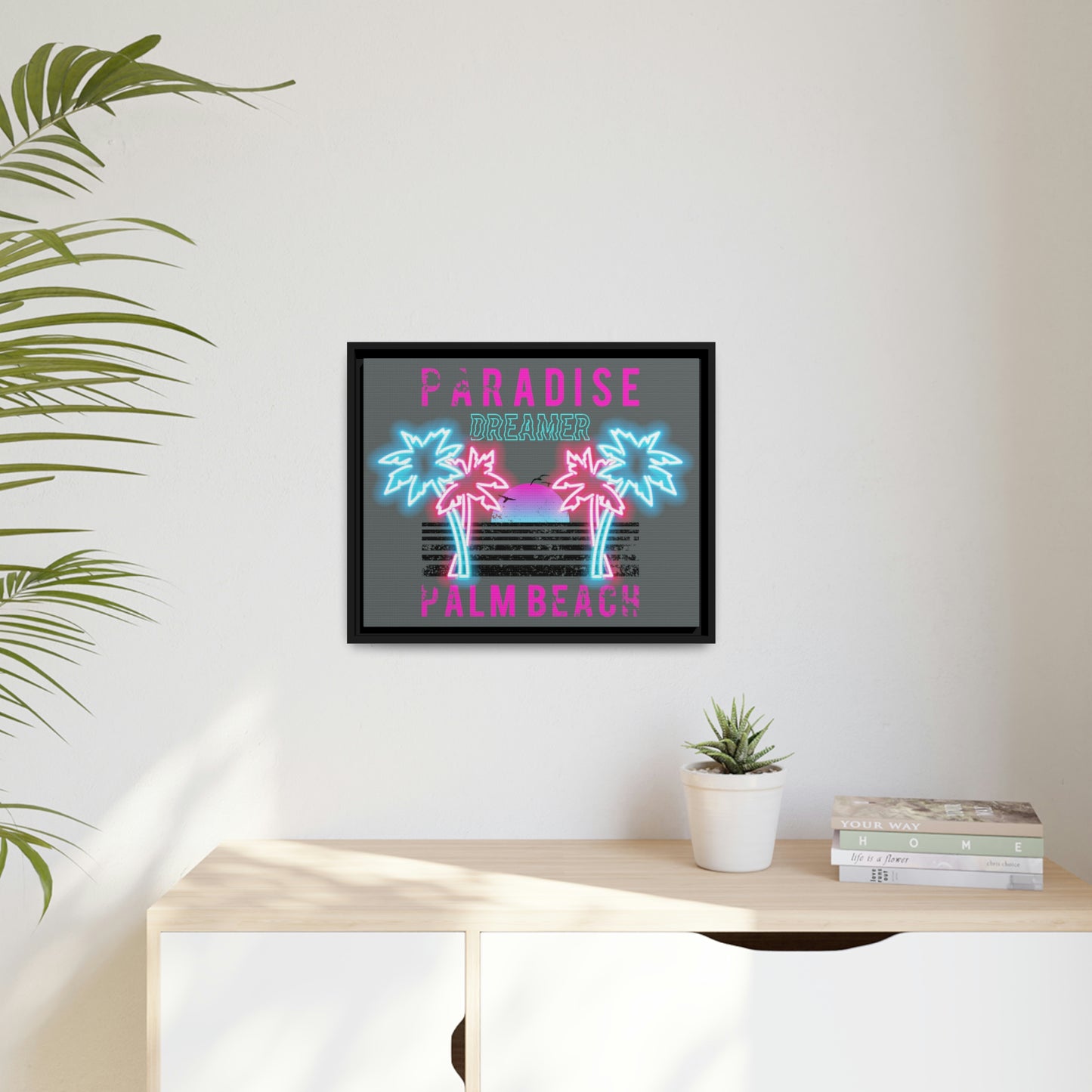 Paradise Dreamer, Palm Beach, Matte Canvas, Black Frame