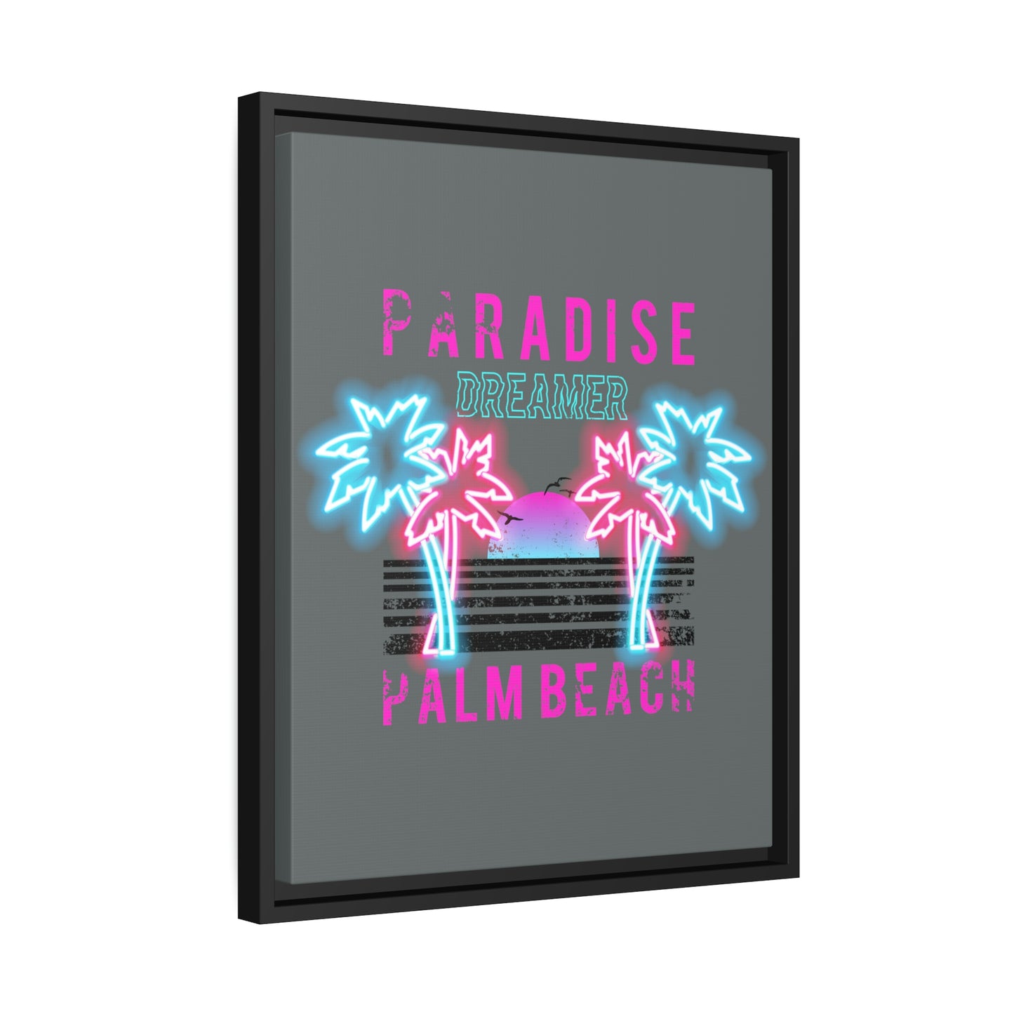 Paradise Dreamer, Palm Beach, Matte Canvas, Black Frame