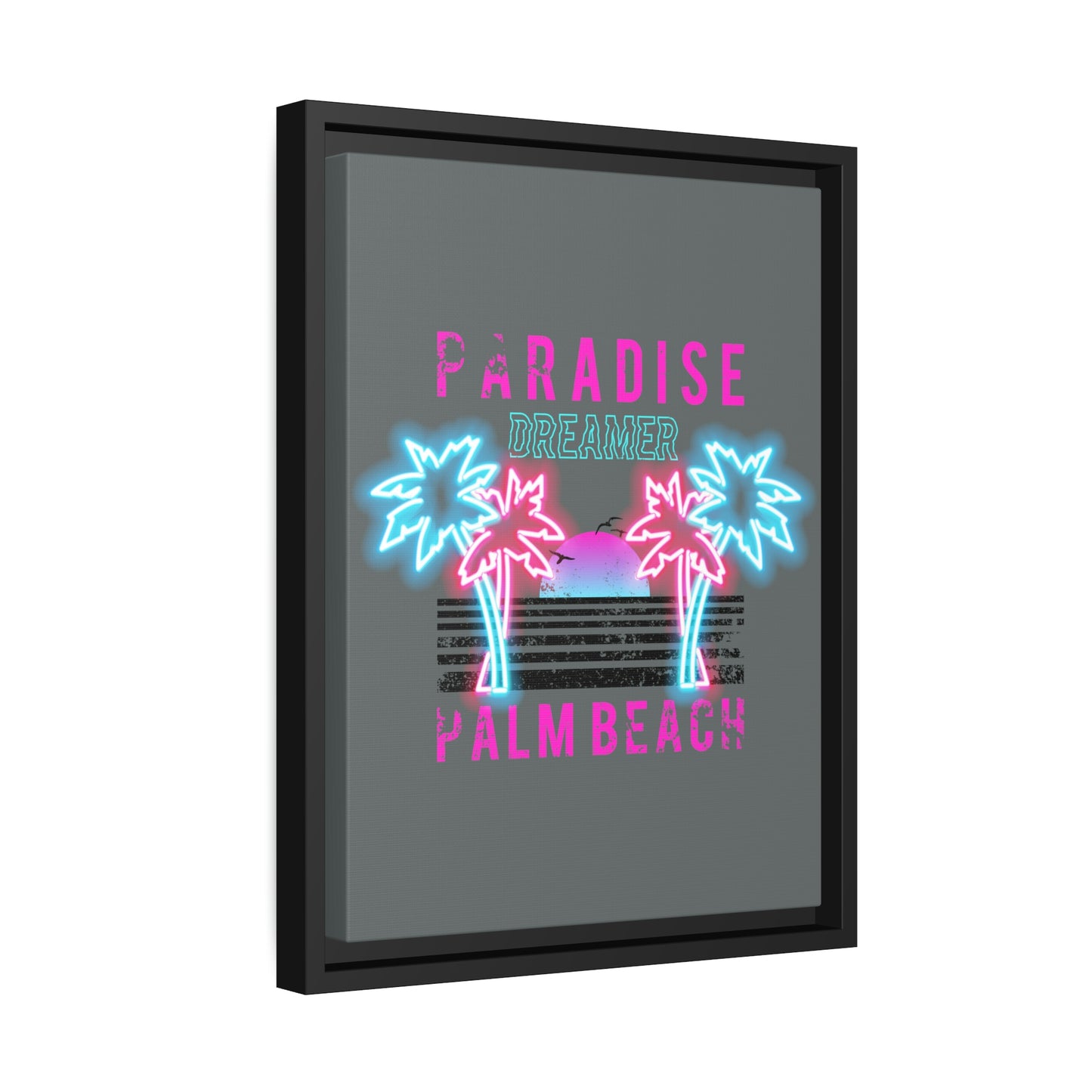 Paradise Dreamer, Palm Beach, Matte Canvas, Black Frame