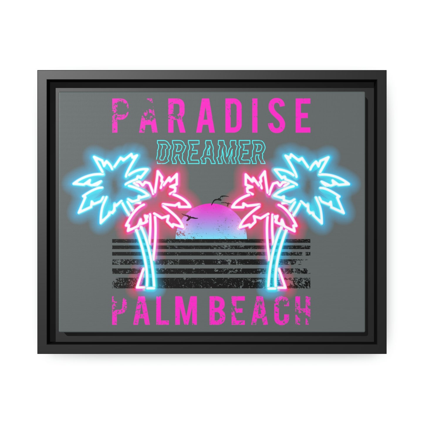 Paradise Dreamer, Palm Beach, Matte Canvas, Black Frame