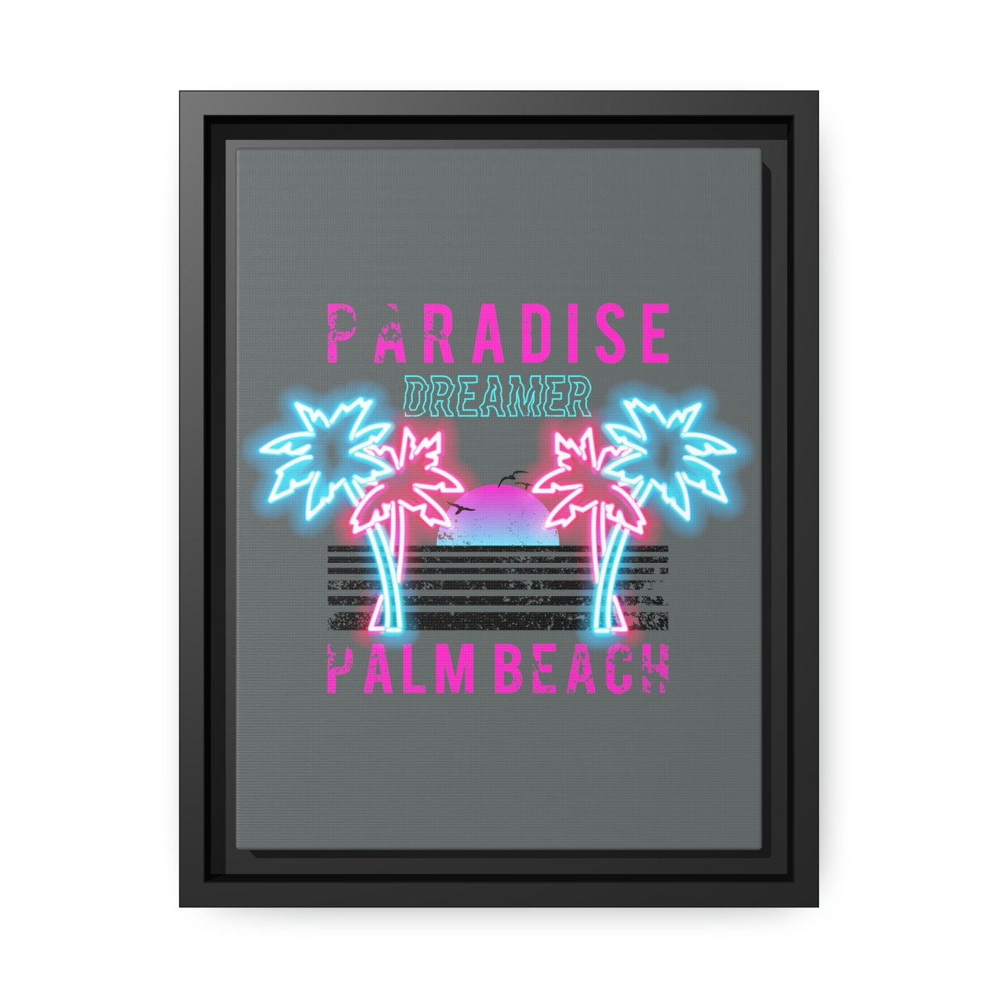 Paradise Dreamer, Palm Beach, Matte Canvas, Black Frame